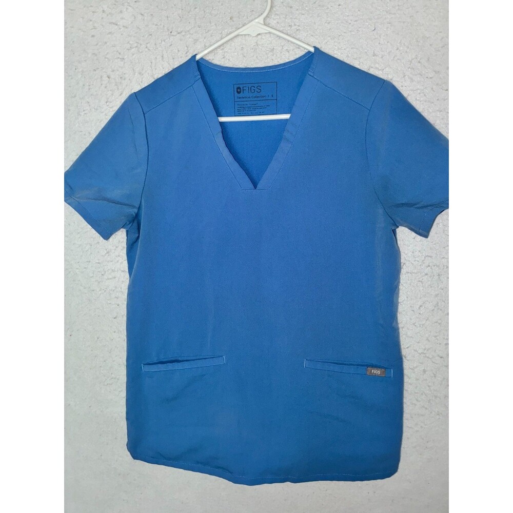 Figs Ceil Blue V Neck Short Sleeve Casma Scrub Top Womens sz S PO#1668 pockets